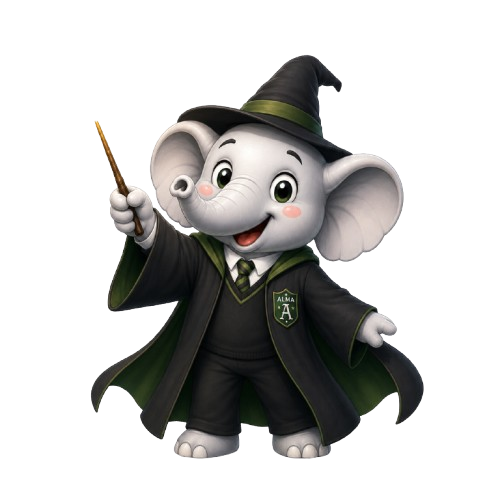 hi5 AI mascot, an elephant wizard with a magic wand